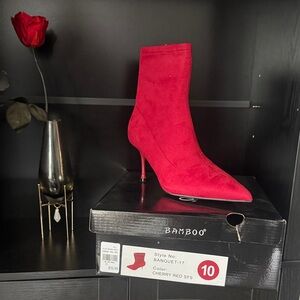 BAMBOO Cherry Red Heeled Boots
